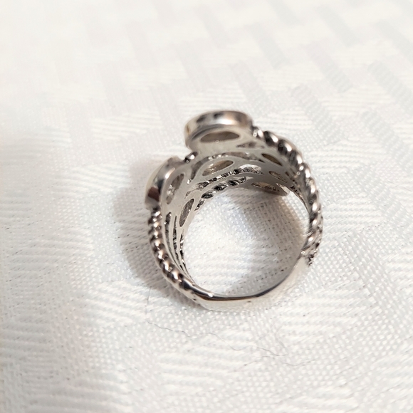 Wrapped Silver Colored White Accent Fashion Ring - Picture 4 of 5